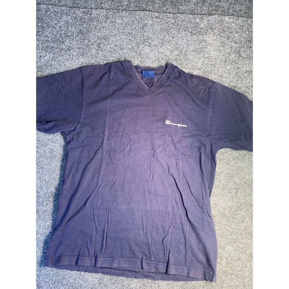 Champion Tee Shirt Mens Medium Navy Authentic Athletic Apparel V‎ Neck Pullover - Picture 1 of 6